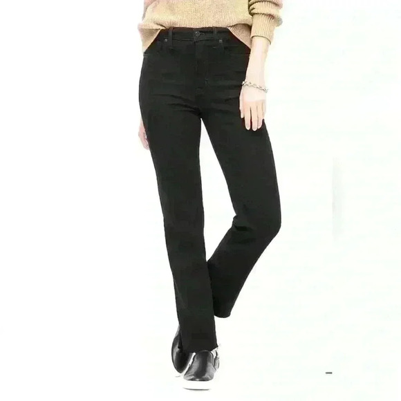 J.Crew Black Stovepipe Straight Jean in Signature Stretch Size 33 Raw Hem - Picture 1 of 9